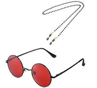 XHBTS Alastorr Lunettes de soleil et autocollants noirs et rouges pour cosplay (lunettes rouges + chaîne + autocollant)