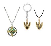 XHBTS Bizarre Adv. Collier avec pendentif flèche Supernatural et 50 autocollants pour homme et femme, Plastique, Perle