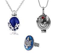 XHBTS Daywalking Katherine Collier Pendentif Charm Collier-Bleu Royal et Vampire Diaries Daylight Walking Sceau Bague de Damon pour les Fans