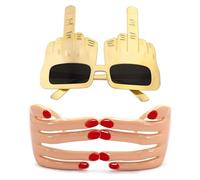 XHBTS Lot de 2 paires de lunettes de soleil fantaisie en forme de main pour doigt d'honneur