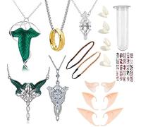 XHBTS Lot de 25 colliers avec pendentif feuille dorée et flacon de médicament, 4 paires de crocs de vampire, dents en latex, 3 paires d'oreilles d'elfe avec 2 serre-cheveux, 3 vampires, Plastique, Pas