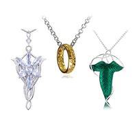 XHBTS Lot de 3 colliers de princesse gravés ton doré La bague Pendentif Collier pour les fans de cosplay Bijou fantaisie, Autre