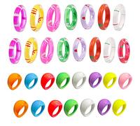 XHBTS Lot de 30 anneaux en résine multicolore large épais dôme de phalange empilable rétro acrylique transparent vintage bijoux fête élégant cadeau fait main, Résine