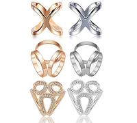 XHBTS Lot de 6 bagues élégantes en forme de X pour écharpes en soie avec strass en cristal pour fête de mariage Argenté Or rose, Or rose, argent, Medium