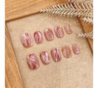 XHBYW 10 pièces faux ongles rose ambre à pression couverture complète faux ongles adaptés aux femmes et aux filles décoration quotidienne