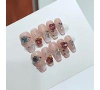 XHBYW 10 pièces fleurs rouges amour coeur faux ongles presse sur ongles couverture complète faux ongles pour femmes et filles décoration quotidienne