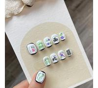 XHBYW 10 pièces Mahjong Nail Art faux ongles presse sur ongles couverture complète faux ongles pour femmes et filles décoration quotidienne