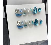 XHBYW 10 pièces pur motif fait à la main faux ongles presse sur ongles couverture complète faux ongles pour femmes et filles décoration quotidienne