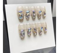 XHBYW 10 pièces pur motif fait à la main faux ongles presse sur ongles couverture complète faux ongles pour femmes et filles décoration quotidienne