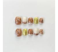 XHBYW 10 pièces pur motif fait à la main faux ongles presse sur ongles couverture complète faux ongles pour femmes et filles décoration quotidienne