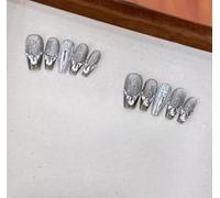 XHBYW 10 pièces strass argent faux ongles presse sur ongles couverture complète faux ongles pour femmes et filles décoration quotidienne