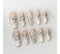 XHBYW 10 pièces strass paillettes faux ongles presse sur ongles couverture complète faux ongles pour femmes et filles décoration quotidienne