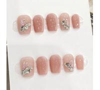 XHBYW 10 pièces strass rose foncé faux ongles presse sur ongles couverture complète faux ongles pour femmes et filles décoration quotidienne