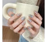 XHBYW 10 pièces strass vert faux ongles presse sur ongles couverture complète faux ongles pour femmes et filles décoration quotidienne