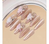 XHBYW Taille Unique 24 Pièces Diamant Papillon Paillettes Faux Ongles Presse sur Les Ongles Couverture Complète Faux Ongles pour Femmes Et Filles Décoration Quotidienne