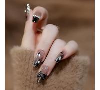 XHBYW Taille Unique 24 Pièces Diamant Papillon Paillettes Faux Ongles Presse sur Les Ongles Couverture Complète Faux Ongles pour Femmes Et Filles Décoration Quotidienne
