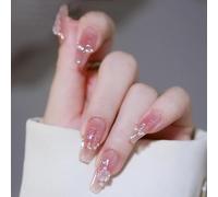 XHBYW Taille Unique 24 Pièces Diamant Papillon Paillettes Faux Ongles Presse sur Les Ongles Couverture Complète Faux Ongles pour Femmes Et Filles Décoration Quotidienne