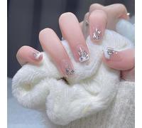 XHBYW Taille Unique 24 Pièces Diamant Papillon Paillettes Faux Ongles Presse sur Les Ongles Couverture Complète Faux Ongles pour Femmes Et Filles Décoration Quotidienne