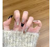 XHBYW Taille Unique 24 Pièces Diamant Papillon Paillettes Faux Ongles Presse sur Les Ongles Couverture Complète Faux Ongles pour Femmes Et Filles Décoration Quotidienne