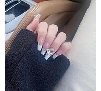 XHBYW Taille Unique 24 Pièces Diamant Papillon Paillettes Faux Ongles Presse sur Les Ongles Couverture Complète Faux Ongles pour Femmes Et Filles Décoration Quotidienne