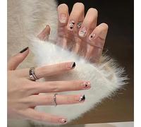 XHBYW Taille Unique 24 Pièces Diamant Papillon Paillettes Faux Ongles Presse sur Les Ongles Couverture Complète Faux Ongles pour Femmes Et Filles Décoration Quotidienne