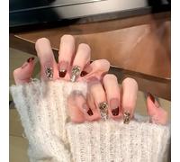 XHBYW Taille Unique 24 Pièces Diamant Papillon Paillettes Faux Ongles Presse sur Les Ongles Couverture Complète Faux Ongles pour Femmes Et Filles Décoration Quotidienne