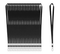 XHDA Lot de 100 Cordons Noirs Pour Tour de cou, Cordons Pour Badge D'identité, Cordons avec Crochet Pivotant en Métal Pour Porte-Carte D'identité