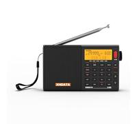 XHDATA D808 Ondes Courtes Radio Portable, Poste Radio FM/SW/MW/LW SSB Air Band World Receiver, RDS, Radio a Pile Rechargeable, avec Antenne Externe (Noir)