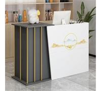 XHEILZOP Comptoir De Réception Moderne avec Tiroirs Verrouillables, Petite Table De Caisse en Bois pour Bureau Hôtel Magasin Et Salon De Beauté(Printed,120cm)