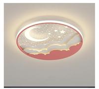XHEILZOP Plafonnier LED Chambre Enfant, Lustre Étoile Et Lune Ultra-mince, Dimmable, Luminaire Créatif Et Protection Des Yeux Pour Chambre Garçon Fille, École Et Nurserie(Pink,50cm)
