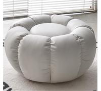 XHEILZOP Pouf Rembourré Rond en Laine d’Agneau avec Base en Bois, Style Citrouille, Repose-Pieds et Fauteuil d’Appoint Confortable pour Salon ou Chambre(H)