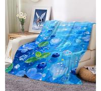 XHENTAI Blanket Ice Cubes in The Blueberry Leaves Flannel Plush Throw Blankets Soft and Cozy Suitable for All Seasons Birthday Gift Sofa Bed Office 100x130cm