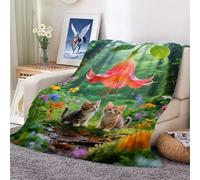 XHENTAI Blanket,Pet Kittens and Flowers Blankets, Ultra Soft Flannel Bed Throw Gifts for Women Men Adults Kids 100x130cm