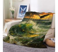 XHENTAI Flannel Blanket Eagle on The Waves Flannel Sleep Comfort Super Soft Sofa Blankets Print 100x130cm