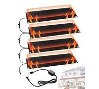 XHHBS Tapis de Fusion Neige chauffés extérieurs for Les barrages Glace, à Vitesse 3 Pouces et surclasseur(Black-4 Pcs,12x36in)