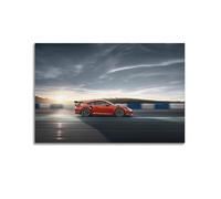 XHHOKA Poster de voiture de sport 911 GT3 - Atmosphère de vitesse - Coucher de soleil sur piste dynamique - Décoration murale allemande - 60 x 90 cm