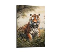 XHHOKA Poster décoratif sur toile représentant un tigre du Bengale majestueux - 40 x 60 cm
