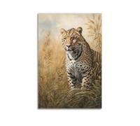 XHHOKA Poster imprimé animal léopard africain réaliste nature safari décoration d'intérieur sur toile murale et art poster peinture 60 x 90 cm