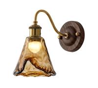 XHJL Applique murale moderne avec abat-jour en verre et base en bois massif industriel lampe murale d'intérieur pour chambre, chevet, salon, véranda, entrée, salle à manger