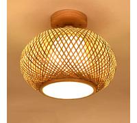 XHJL Plafonnier en bambou Abat-jour en rotin Luminaires en osier à 1 tête Éclairage de plafond E27 Lanterne d'art Suspension semi-encastrée pour chambre à coucher,salon,couloir,restaurant décoratif