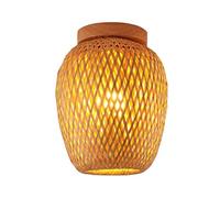XHJL Plafonnier en bambou avec abat-jour en rotin tressé Petit lustre Lampadaire en forme d'œuf pour chambre, entrée, couloir, cuisine, passage (S)