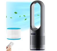XHKJGS 2 en 1 Ventilateur de Tour sans Latte à purificateur d'air Moderne, sans Feuilles pour Usage du Bureau à Domicile, Plancher oscillant à 80 ° avec éloigne