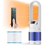 XHKJGS Ventilateur Moderne à Tour Chaud et Cool avec Filtre, Grande Brade sans Lame, Chauffage 2000w, 8 Vitesses, minuteur 8h, Affichage LED, télécommande inclinée oscillante à 80 ° pour la Maison,