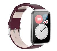 xhKJO Bracelet pour Huawei Watch Fit Special Edition B39 Strap, Bracelet de Montre,Cuir Véritable Bracelets Montre Armband Bande Fermoir Sangle pour Huawei Watch Fit Special Edition B39 (vin)