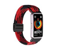 xhKJO Sangle pour Huawei Band 10 9 8 Bracelets de Montres,Fermoir Flip Strap Bracelets Bande avec Nylon Sangle Armband Bracelet de Remplacement pour Huawei Band 10 9 8 Accessoires (rouge noir)