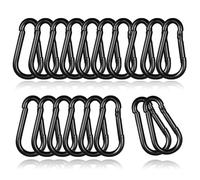 XHMAXE Lot de 15 petits mousquetons noirs de 5,1 cm en alliage d'acier M5, mousquetons de verrouillage pour l'escalade, la randonnée, le camping, la pêche