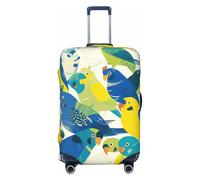 XHMKGGYBZ Housse de protection élastique pour valise, 4 tailles différentes, résistante aux rayures et aux taches, lavable, Illustration de perroquets bleus et verts, XL