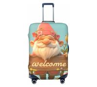 XHMKGGYBZ Sculpture Housse de protection élastique pour valise, 4 tailles, résistante aux rayures et aux taches, lavable, Nain réaliste avec panneau de bienvenue, Moyen