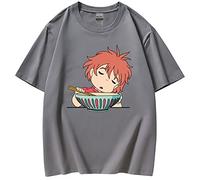 xhomeshop Anime Ponyo T-Shirts Ponyo on The Cliff Short Sleeves Pullover Ponyo Sousuke Summer T-Shirts Cute Ponyo Fans Clothing