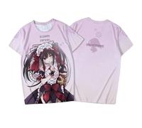 xhomeshop Date Anime Live T-Shirt Kurumi Tokisaki Yatogami Tooka Yoshino T-Shirt Impression Double Face Mode Cute Casual Top Unisexe